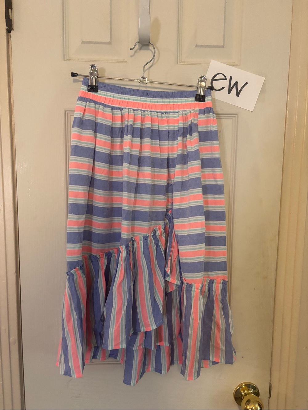 OshKosh B'gosh Pink and Blue Striped Ruffle High-Low Skirt